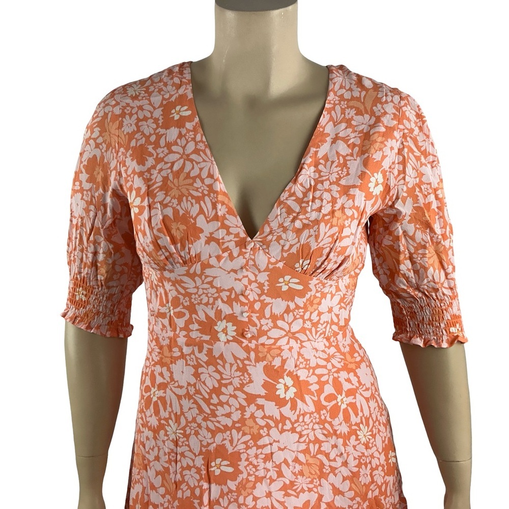 MINKPINK Marli Mini Dress Floral Open Back Summer Orange Size L - Picture 2 of 7
